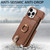 For iPhone 14 Pro Litchi Leather Oil Edge Ring Zipper Wallet Back Phone Case(Brown)