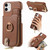 For iPhone 12 Litchi Leather Oil Edge Ring Zipper Wallet Back Phone Case(Brown)