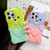 For iPhone 13 Bear Shape Oil-sprayed Gradient TPU Phone Case(Pink Purple)