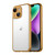 For iPhone 14 Plus Macaron PC Phone Pure Border Frame with Lens Glass Film(Gold)