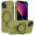 For iPhone 14 MagSafe Magnetic Liquid Silicone Phone Case with Ring Holder(Willow Green)