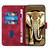 For iPhone 13 YX0060 Elephant Head Embossed Phone Leather Case with Lanyard(Rose Red)