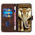 For iPhone 8 Plus / 7 Plus YX0060 Elephant Head Embossed Phone Leather Case with Lanyard(Coffee)