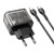 Hoco N34 Dazzling PD20W + QC3.0 Dual Port Charger Set with Type-C to Type-C Cable, EU Plug(Black)