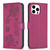 For iPhone 15 Pro Max Four-leaf Embossed Leather Phone Case(Rose Red)