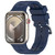 For Apple Watch Series 7 41mm H Texture Silicone Ladder Buckle Watch Band(Midnight Blue)