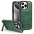 For iPhone 15 Pro Max Multi-function Holder MagSafe PU Phone Case(Dark Green)