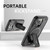 For iPhone 15 Plus MagSafe Holder Armor PC Hybrid TPU Phone Case(Black)