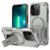 For iPhone 13 Pro Max MagSafe Holder Armor PC Hybrid TPU Phone Case(Grey)