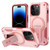 For iPhone 14 Pro Max MagSafe Holder Armor PC Hybrid TPU Phone Case(Pink)