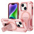 For iPhone 14 Plus MagSafe Holder Armor PC Hybrid TPU Phone Case(Pink)