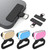 8 Pin 2 In 1 Phone Charging Port Silicone Dust Plug + Lanyard Patch Set(Black)