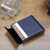 Men Metal Fiber Leather Magnetic Buckle Cigarette Case(Black)