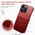 For iPhone 15 Pro Suteni Calf Texture Back Cover Phone Case with Card Slots(Red)