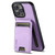 For iPhone 15 Suteni H02 Litchi Leather Card Wallet Stand Back Phone Case(Purple)