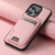 For iPhone 12 / 12 Pro Suteni H02 Litchi Leather Card Wallet Stand Back Phone Case(Pink)