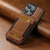 For iPhone 15 Pro Max Suteni H03 Oil Wax Leather Wallet Stand Back Phone Case(Brown)