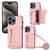 For iPhone 15 Pro DF-09 Crossbody Litchi texture Card Bag Design PU Phone Case(Pink)