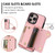 For iPhone 15 Pro DF-09 Crossbody Litchi texture Card Bag Design PU Phone Case(Pink)