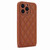 For iPhone 14 Pro Max Rhombic Texture Phone Case with Dual Lanyard(Brown)