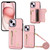 For iPhone 15 DF-09 Crossbody Litchi texture Card Bag Design PU Phone Case(Pink)