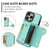 For iPhone 15 Pro DF-09 Crossbody Litchi texture Card Bag Design PU Phone Case(Cyan)