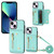 For iPhone 13 DF-09 Crossbody Litchi texture Card Bag Design PU Phone Case(Cyan)