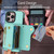 For iPhone 12 Pro Max DF-09 Crossbody Litchi texture Card Bag Design PU Phone Case(Cyan)