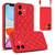 For iPhone 11 Rhombic Texture Phone Case with Dual Lanyard(Red)