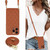 For iPhone 14 Rhombic Texture Phone Case with Dual Lanyard(Brown)