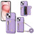 For iPhone 15 DF-09 Crossbody Litchi texture Card Bag Design PU Phone Case(Purple)