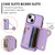 For iPhone 15 DF-09 Crossbody Litchi texture Card Bag Design PU Phone Case(Purple)