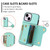 For iPhone 14 Plus / 15 Plus DF-09 Crossbody Litchi texture Card Bag Design PU Phone Case(Cyan)