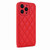 For iPhone 14 Rhombic Texture Phone Case with Dual Lanyard(Red)