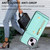 For iPhone 15 DF-09 Crossbody Litchi texture Card Bag Design PU Phone Case(Cyan)