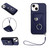 For iPhone 15 Plus Organ Card Bag Ring Holder PU Phone Case with Lanyard(Blue)