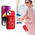 For iPhone 13 Organ Card Bag Ring Holder PU Phone Case with Lanyard(Red)