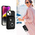 For iPhone 14 Organ Card Bag Ring Holder PU Phone Case with Lanyard(Black)