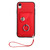 For iPhone XR Organ Card Bag Ring Holder PU Phone Case with Lanyard(Red)