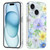 For iPhone 15 Plus Electroplated Symphony Phone Case(Green Grass Flower)