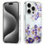 For iPhone 15 Pro Electroplated Symphony Phone Case(White Purple Flower)