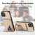 For iPhone 13 Carbon Fiber Card Bag Fold Stand Phone Case(Khaki)