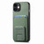 For iPhone 12 Carbon Fiber Card Bag Fold Stand Phone Case(Green)