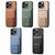 For iPhone 6 Plus / 6s Plus Carbon Fiber Card Bag Fold Stand Phone Case(Khaki)
