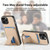 For iPhone 14 Pro Carbon Fiber Card Bag Fold Stand Phone Case(Khaki)