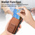 For iPhone 15 Plus Carbon Fiber Card Bag Fold Stand Phone Case(Brown)