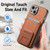 For iPhone 15 Plus Carbon Fiber Card Bag Fold Stand Phone Case(Brown)