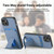 For iPhone 14 Plus Carbon Fiber Card Bag Fold Stand Phone Case(Blue)