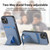 For iPhone 14 Carbon Fiber Card Bag Fold Stand Phone Case(Blue)