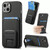 For iPhone 15 Carbon Fiber Card Bag Fold Stand Phone Case(Black)